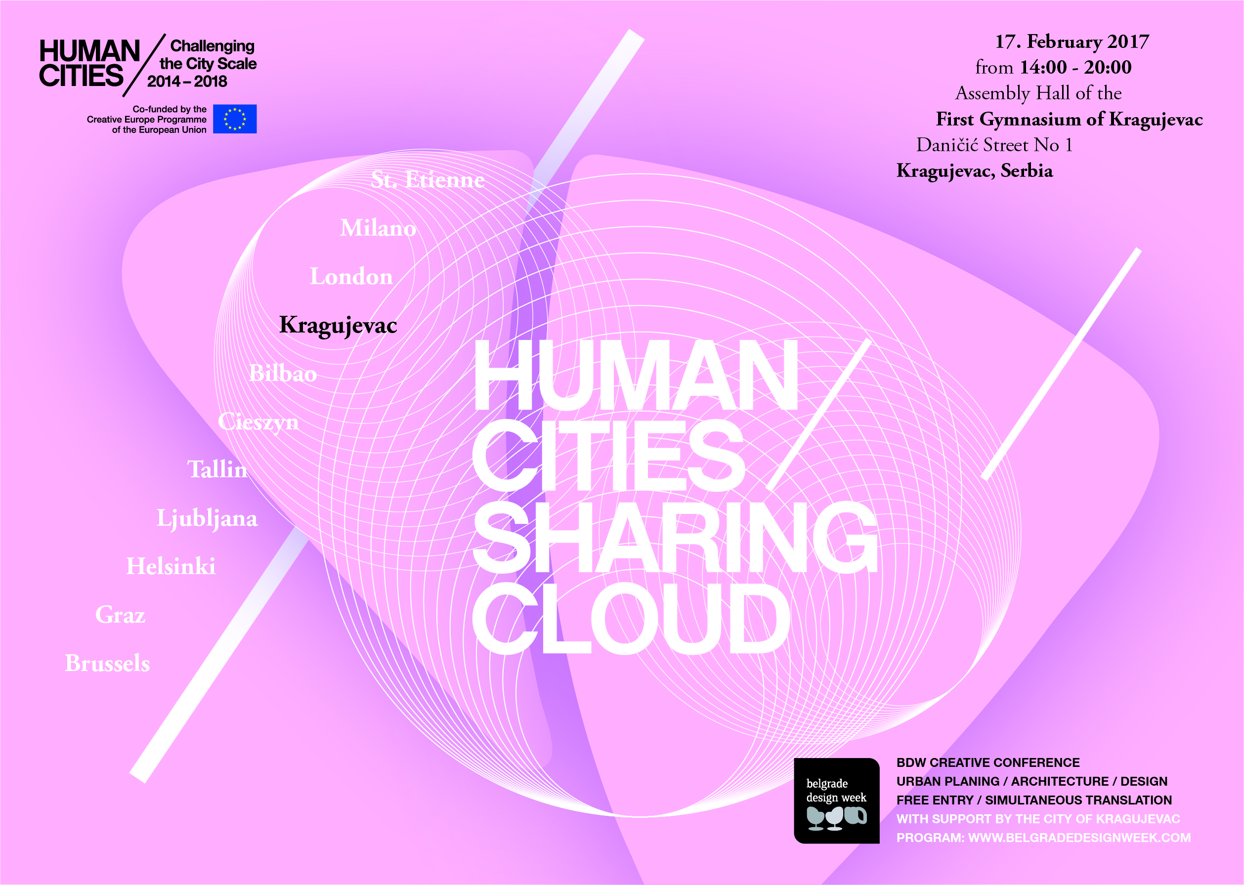BDW INVITES YOU TO THE HUMAN CITIES/ SHARING CLOUD CREATIVE CONFERENCE IN KRAGUJEVAC
